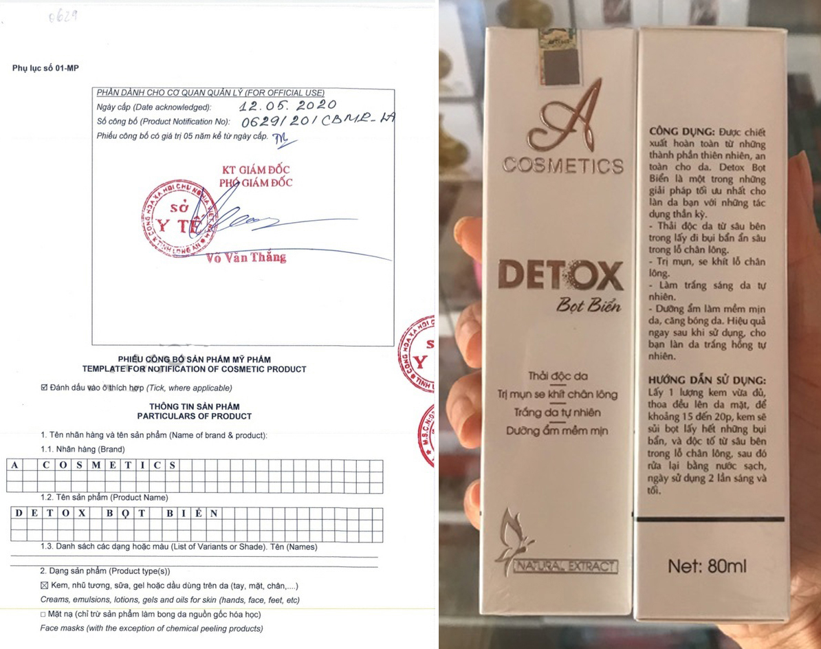 Phiếu công bố Detox bọt biển Acosmetics